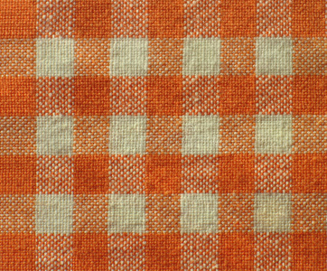 橙色格子帆布纹理织物背景