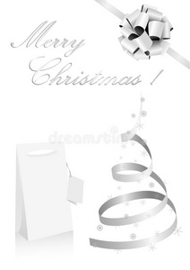 一棵象征性的银色圣诞树的插图