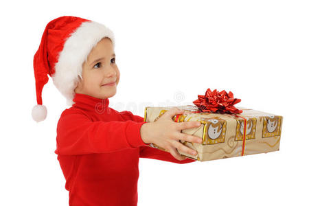 小女孩收到黄色圣诞礼盒