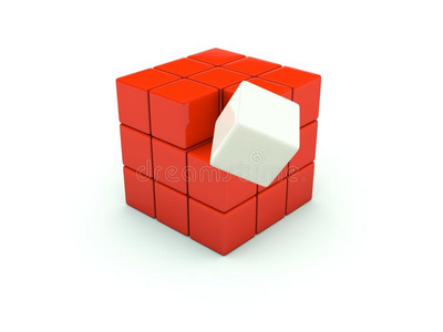 白色隔离的三维立方体