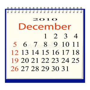 十二月份日历的矢量图像