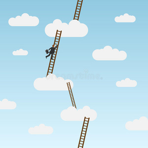 商人提着公文包爬梯子照片