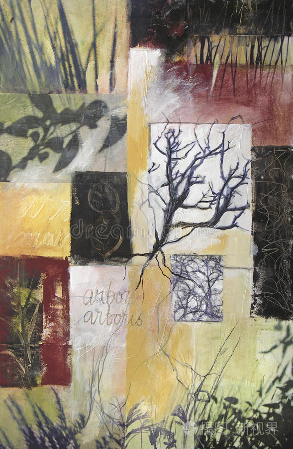 树与叶的抽象画