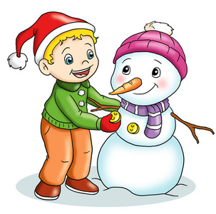 可爱的雪人小孩照片