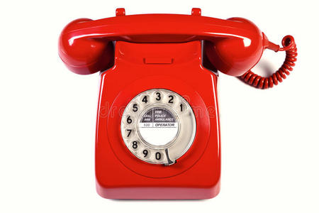 红色复古电话隔离