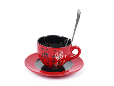 中国传统红茶杯。孤立的