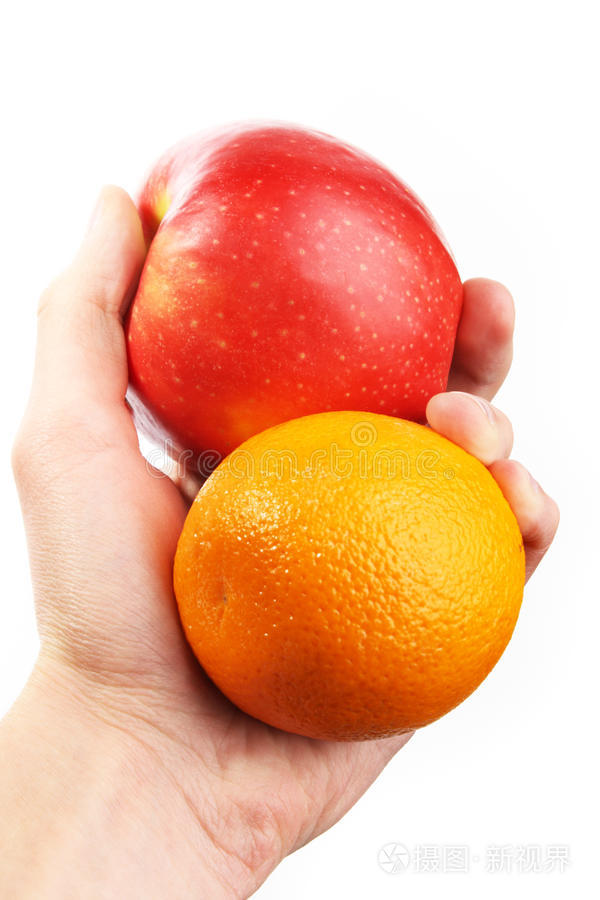 手拿水果苹果橙