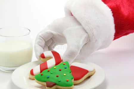 圣诞老人，圣诞饼干和牛奶