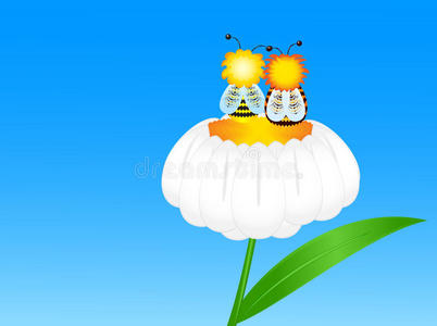 花上有两只蜜蜂