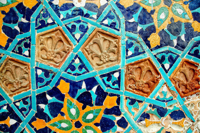 阿拉伯马赛克瓷砖墙碎片