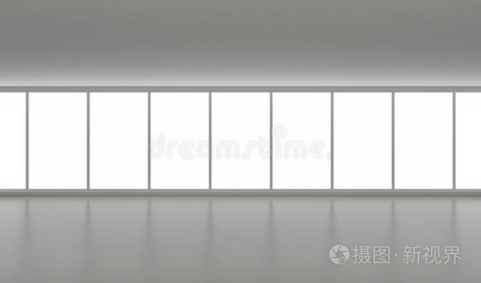 宽敞空旷的大厅内部干净有大窗户