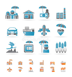 不同类型的保险和风险图标