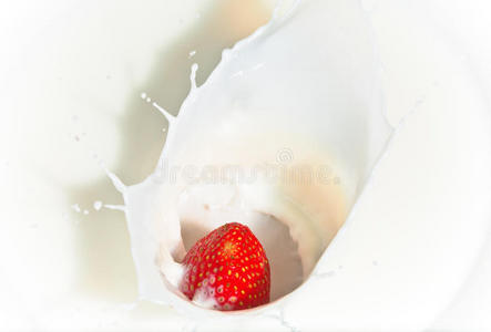 掉在牛奶里的草莓