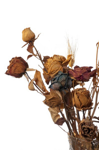 玫瑰的离开一束枯萎的玫瑰和花照片