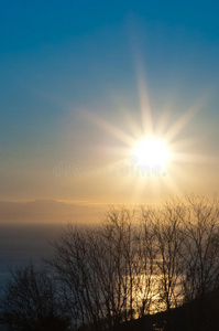 早晨灿烂的太阳照片