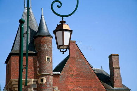 中世纪城镇的砖瓦屋顶