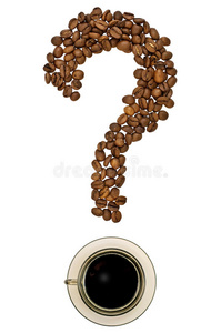 咖啡豆配杯问号
