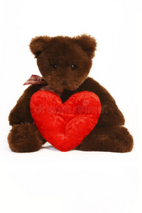 情人节泰迪熊抱着红心