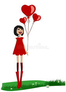 抱着红气球的女孩