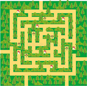 自由-绿色世界突破迷宫之墙绿色植物迷宫通过绿色箭头解决迷宫拼图