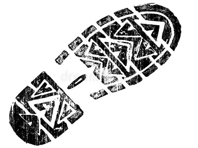 结束扫描肮脏的鞋印照片