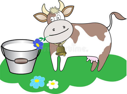 牛和一桶牛奶
