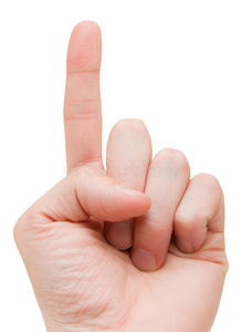 一根手指在一个古怪的背景上照片