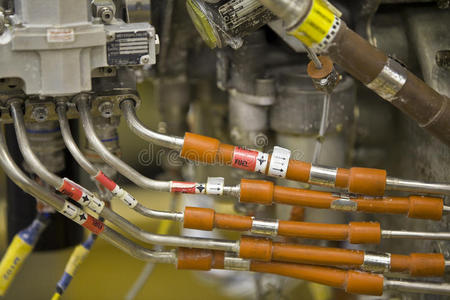 涡轮喷气发动机零件的详细曝光。