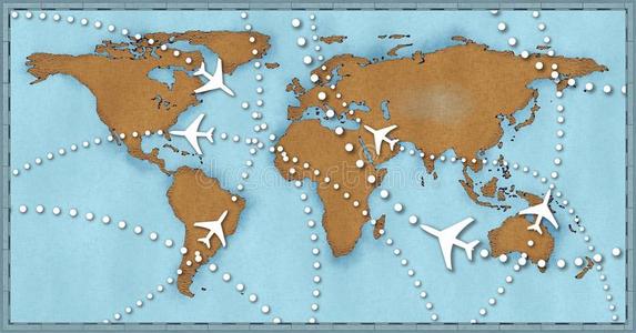 航空飞机旅行航班世界地图