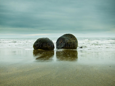 新西兰南部东海岸moeraki boulder