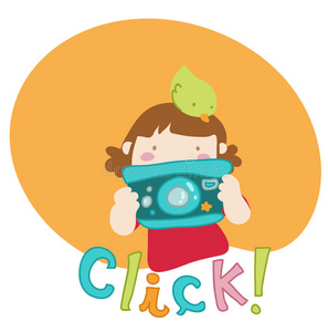 卡通女孩拍照照片