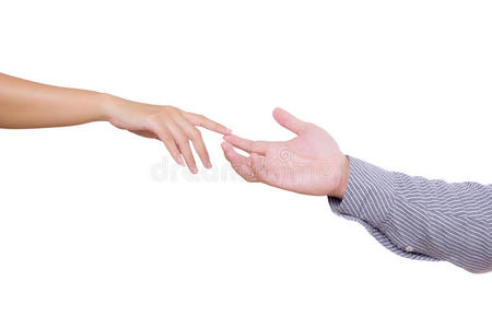 男人和女人单独触摸手指