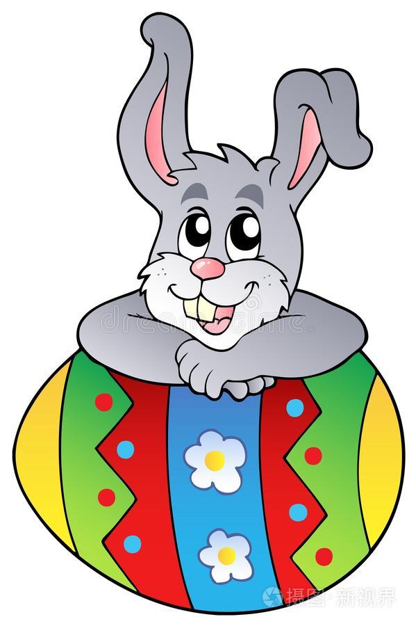 主题框架8抱着鸡蛋手推车的兔子复活节兔子画复活节彩蛋兔子和复活节