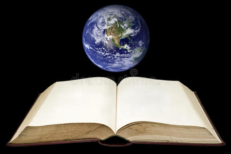 地球背景书上的空白页