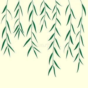 绿色树枝背景。矢量图示