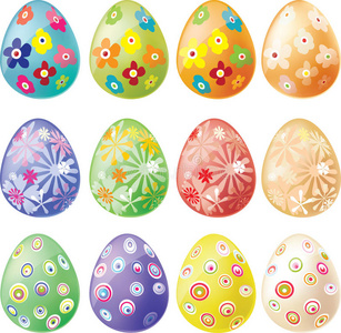 一套装饰过的复活节彩蛋