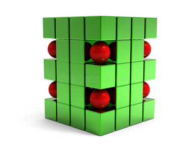 抽象三维球体和立方体