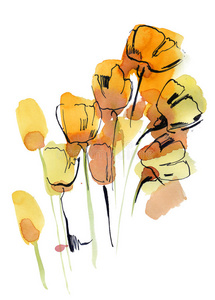 抽象彩绘花卉背景