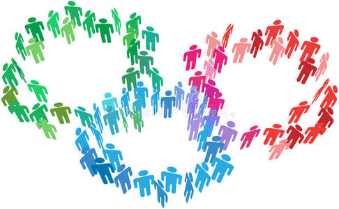 人们加入合并的社会商业团体照片