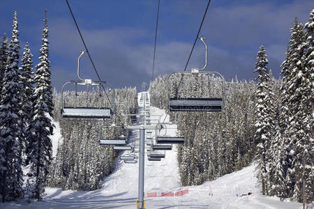 冬天 阴影 升降椅 小山 举起 春天 滑雪