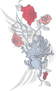 鹰头狮和玫瑰的梦幻设计