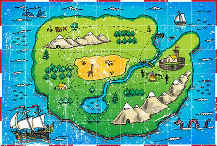 披着羊皮的狼狼吞咽的海盗地图照片
