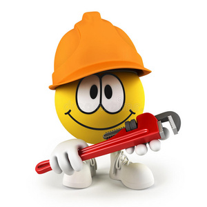 安全钳带管钳的笑脸照片