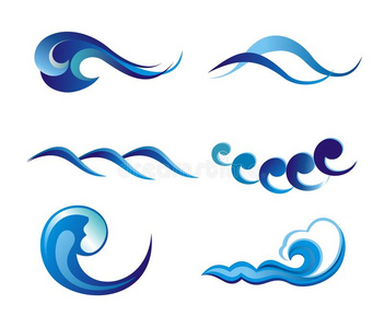 白色隔离设计用波浪符号集照片