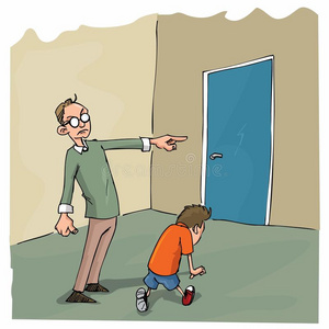 爸爸骂儿子的漫画照片