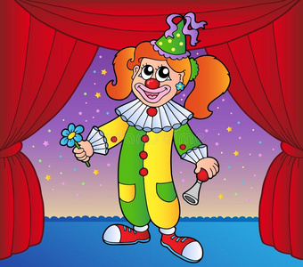 马戏团第一舞台上的小丑女郎