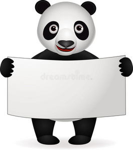 熊猫和空白标志