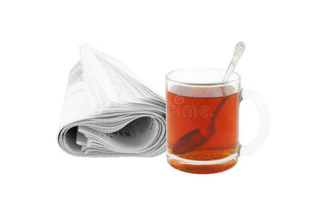 报纸和一杯茶