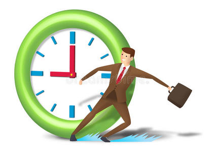 急匆匆的执行滑倒并准时到达照片