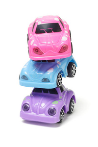 一堆彩色塑料玩具车